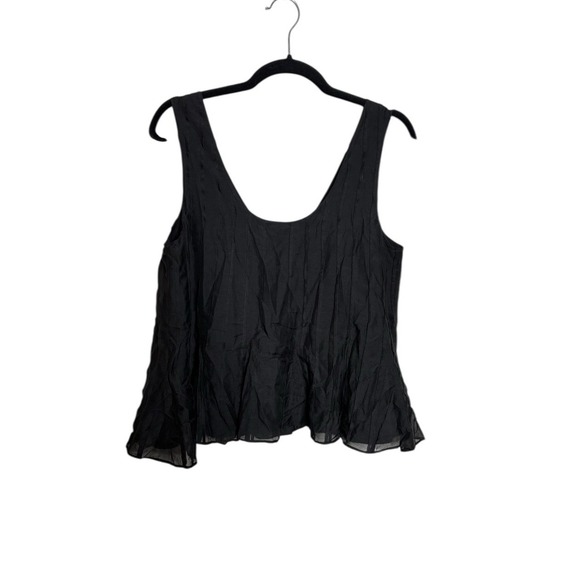La Ligne Penelope Black Pleated Sleeveless Flowy Blouse - Picture 3 of 5